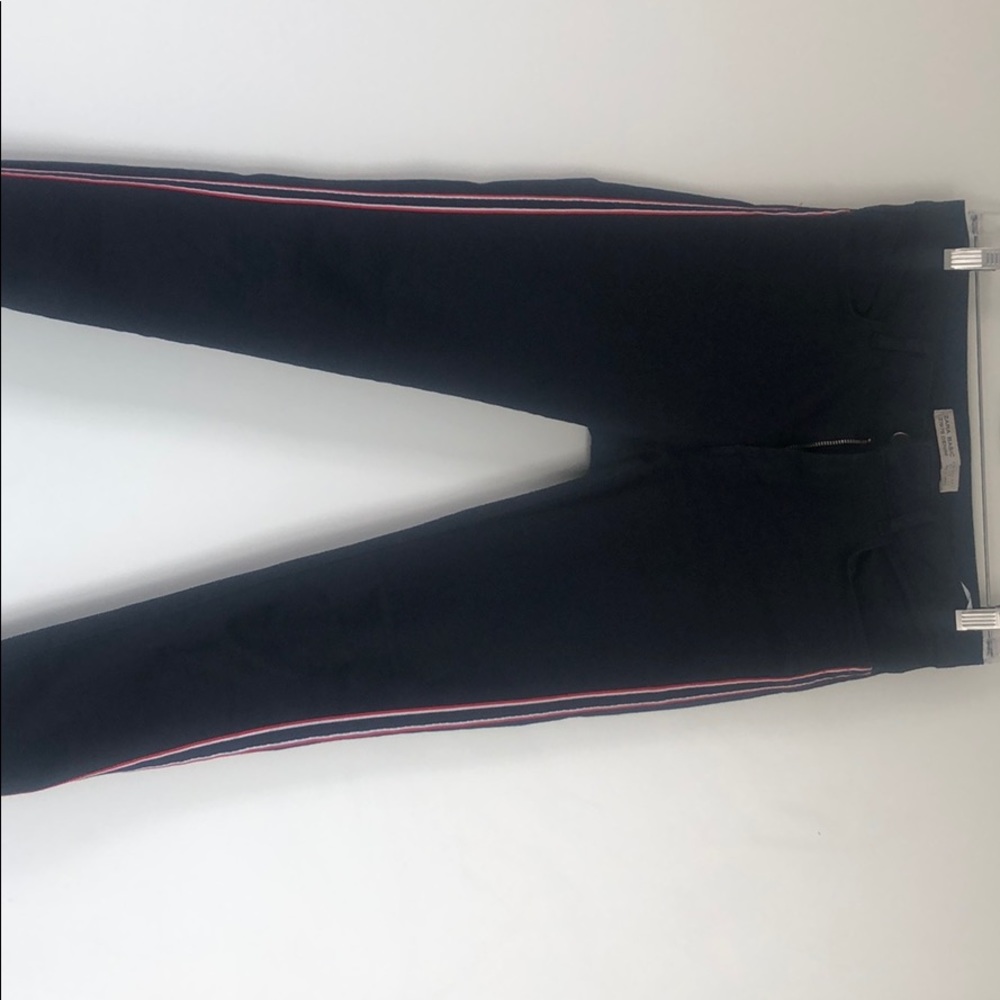 Zara, navy blue tuxedo stripe jeans